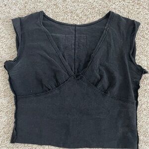 Black Sleeveless V-Neck Top